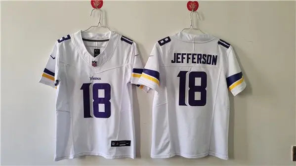 Women's Minnesota Vikings #18 Justin Jefferson White F.U.S.E. Vapor Untouchable Limited Football Stitched Jersey(Run Small) inbean