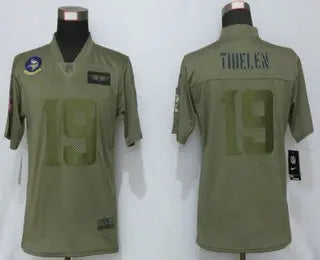 Women's Minnesota Vikings #19 Adam Thielen NEW Olive 2019 Salute To Service Stitched NFL Nike Limited Jersey inbean