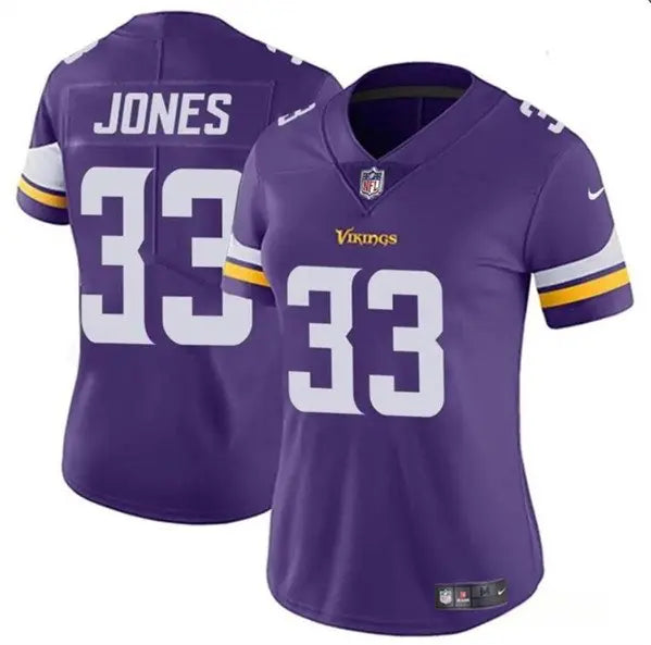 Women's Minnesota Vikings #33 Aaron Jones Purple Vapor Untouchable Limited Football Stitched Jersey(Run Small) inbean