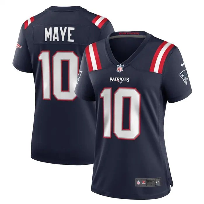 Women's New England Patriots #10 Drake Maye 2024 Draft Navy Football Stitched Jersey(Run Small) inbean