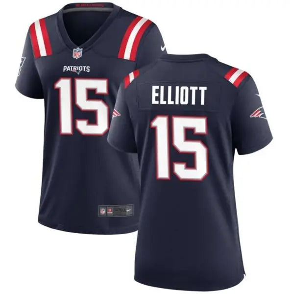 Women's New England Patriots #15 Ezekiel Elliott Navy Stitched Jersey(Run Small) inbean