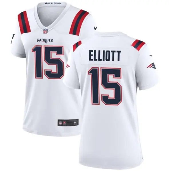 Women's New England Patriots #15 Ezekiel Elliott White Stitched Jersey(Run Small) inbean