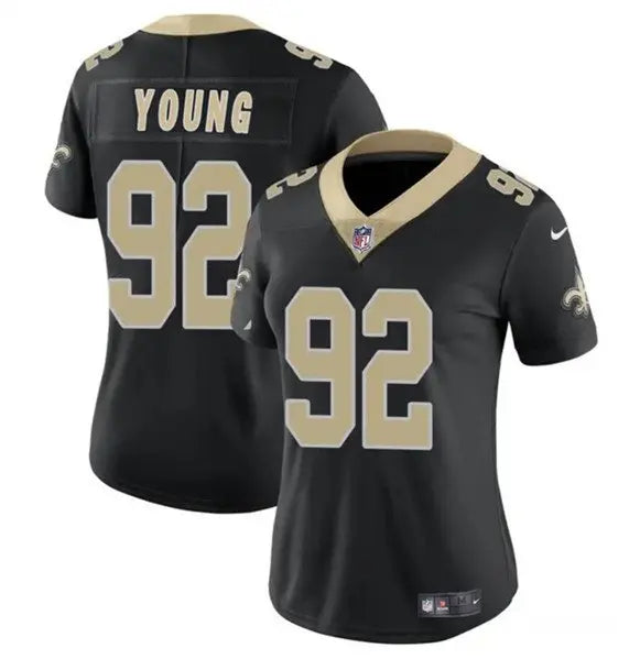 Women's New Orleans Saints #92 Chase Young Black Vapor Stitched Game Jersey(Run Small) inbean