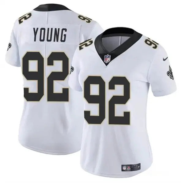 Women's New Orleans Saints #92 Chase Young White Vapor Stitched Game Jersey(Run Small) inbean