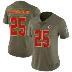 Women's Nike Kansas City Chiefs #25 Clyde Edwards-Helaire Limited Green 2017 Salute to Service Jersey inbean