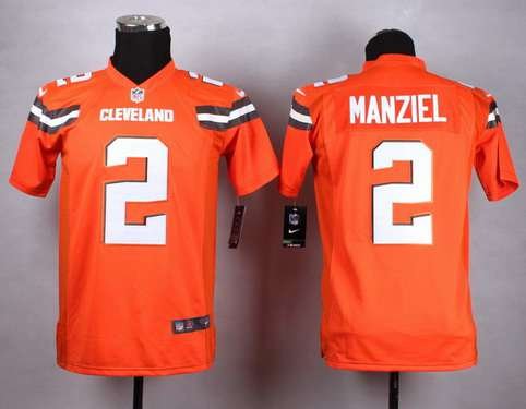 Youth Cleveland Browns #2 Johnny Manziel 2015 Nike Orange Game Jersey inbean