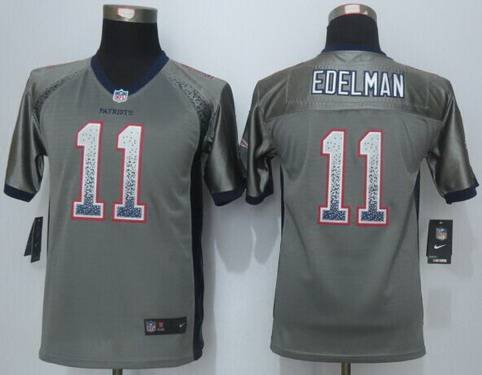 Youth New England Patriots #11 Julian Edelman Nike Drift Fashion Gray Jersey inbean