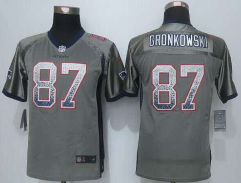 Youth New England Patriots #87 Rob Gronkowski Nike Drift Fashion Gray Jersey inbean