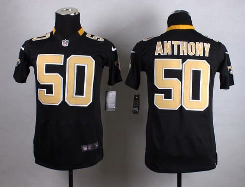 Youth New Orleans Saints #50 Stephone Anthony Nike Black Game Jersey inbean