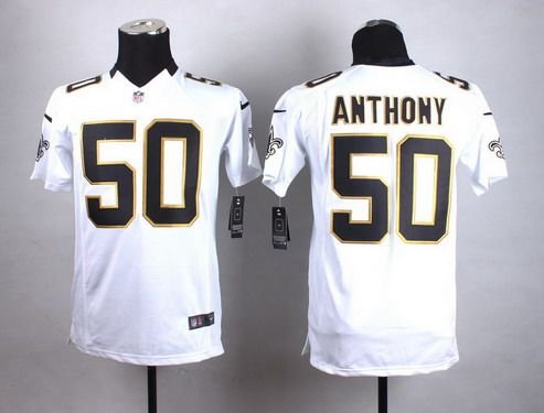 Youth New Orleans Saints #50 Stephone Anthony White Black Game Jersey inbean